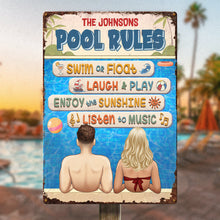 Our Pool Rules - Personalized Metal Sign For Poolside and Backyard - A Gift For Couples, Family