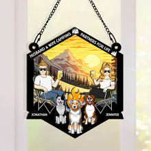 Making Memories One Campsite At A Time  - Personalized Acrylic Window Suncatcher Ornament - Gift For Couple Dog Lover