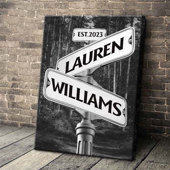 Forest Street Sign - Personalized Custom Framed Canvas Wall Art - Gift For Couple