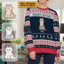 Personalized Unisex Ugly Sweater Funny Cartoon Cats Christmas Gift For Cat Lovers, Cat Moms, Cat Dads