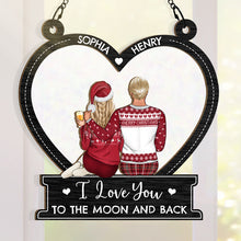 I Love You To The Moon - Customized Personalized Window Ornament - Christmas Gift For Couple