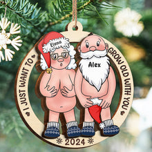 Christmas Funny Old Couple Ornament - Personalized 2-Layered Wooden Ornament - Christmas Gift For Couples, Elder Couples