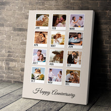 Custom Monthly Photo First Christmas As Mr & Mrs - Personalized Customized Canvas - Gifts For Couple