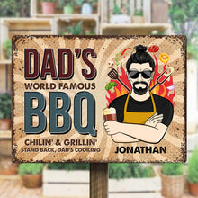 Dad's World Famous BBQ - Personalized Metal Sign For Your Backyard - Gift For Dad, Family