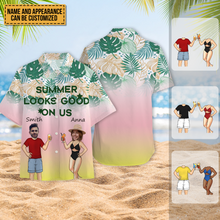 Custom Photo - Summer Looks Good On Us - Customized Gift - Personality Customized Hawaiian shirt - Gift For Couple