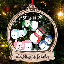 Christmas Snow Globe Snowman Family - Personalized 2-Layered Mix Ornament Christmas Gift For Family