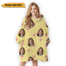 Personalized Oversized Blanket Hoodie Custom Face Warm Hoodie Cocktail Pattern Gift For Besties Mother