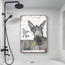 Donkey Sunflower Bathroom Metal Sign