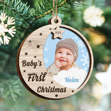 First Christmas - Personalized 2-Layered Wooden Ornament - Gifts For Family, New Parents, Baby Kids