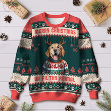 Custom Photo Christmas Sweater - Pet Face With Antler Christmas Gifts For Pet Lovers Personalized Custom Ugly Sweater