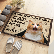 Custom Photo Cats Planning Escape - Personalized Doormat - Gift For Pet Dog Cat Lover