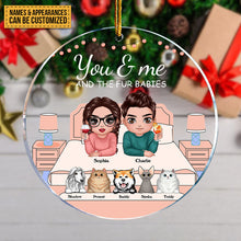 You Me And Fur Babies On Bed Gift For Pet- Personalized Custom Circle Ceramic Ornament