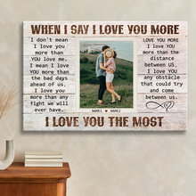 Custom Photo - I Love You More - Personality Customized Canvas - Gift For Couple Husband Wife