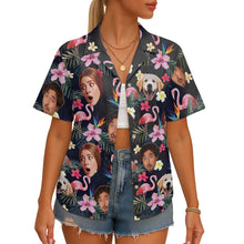 Custom Photo With Beloved Ones Flamingo Theme - Personalized Customized Hawaiian Shirt - Gift For Family Members, Best Friends