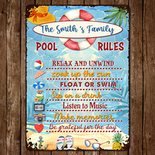 Swimming Pool Rules Summer Poolside Decor Personalized Custom Metal Sign