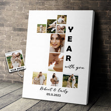 Custom Photo 1 Year With You - Personalized Customized Canvas - Gifts For Couple