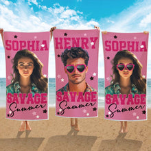 Custom Photo Savage Summer - Personalized Customized Beach Towel - Gift For Besties, BFF, Couple