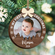 My First Christmas - Personalized 2-Layered Wooden Ornament - Christmas Gifts For Family, Baby Kid