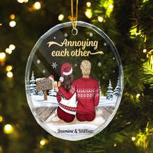 Annoying Each Other - Customized Personalized Glass Ornament - Christmas Gift For Couple