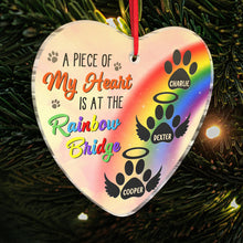 My Heart At The Rainbow Bridge - Personalized Custom Heart Acrylic Ornament - Gift For Pet Lovers