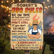 Grilling Dad Grandpa Barbeque Rules - Personalized Metal Sign - Gift For Dad, Grandpa