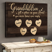 Grandchildren Fill A Place In Your Heart - Personalized Customized Canvas - Gift For Family Members