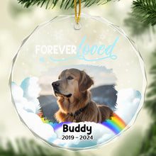 Custom Photo Forever Loved Pet Memorial - Personalized Glass Ornament - Gift For Memorial