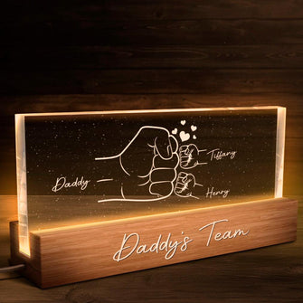 Daddy's Team -  Customized Personality Acrylic LED Night Light - Gift For Dad Father