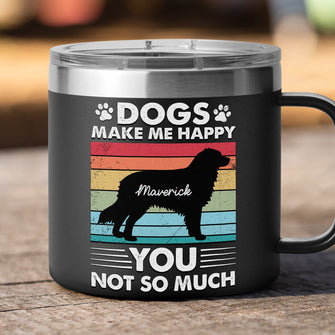 Dogs Make Me Happy - Personalized 14oz Stainless Steel Tumbler - Gift For Dog Lover