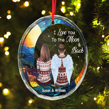 I Love You To The Moon & Back - Customized Personalized Glass Ornament - Memorial Gift For Loss