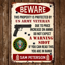 Military Themed Beware Warning Sign - Personality Customized Metal Sign