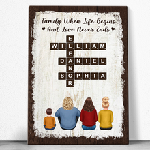 Custom Family Character Crossword Wall Canvas - Personalized Customized Canvas - Gift For Family