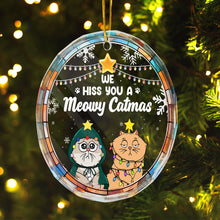 We Hiss You A Meowy Catmas - Customized Personalized Glass Ornament - Christmas Gift For Cat Pet Lover