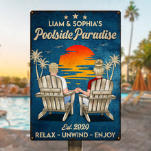 Our Poolside Paradise - Relax, Unwind, and Enjoy - Personalized Classic Metal Signs