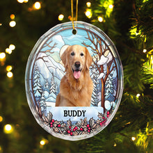 Custom Photo Christmas Memorial Family Dog Cat - Customized Personalized Glass Ornament - Gift For Christmas