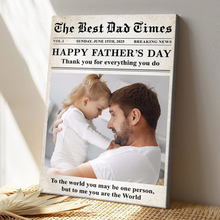 Custom Photo The Best Father Times - Personalized Customized Canvas - Father's Day Gift Ideas For Family Members, Father, Dad, Grandpa
