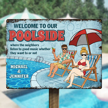 Poolside Personalized Customized Metal Sign Swimming Decoration Gift For Couple