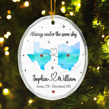 Always Under The Same Sky - Customized Personalized Glass Ornament - Gift For Couple Husband Wife Family