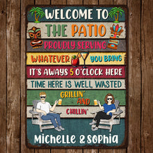 Patio Grilling Proudly Serving Whatever You Bring Gift For Couples Personalized Custom Metal Sign