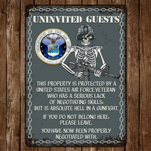 Uninvited Guests This Property Is Protected By A Veteran Personalized Custom Metal Sign