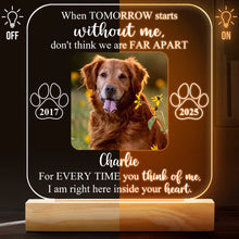 Custom Pet Photo When Tomorrow Without You - Customized Personalized 3D LED Light - Gift For Memorial Dog Family Loss Gift