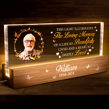 This Light Illuminates The Loving Memory - Personalized Acrylic LED Night Light - Sympathy Gift For Family Members