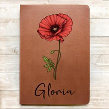 Birth Month Flowers Bloom Where You're Planted - Personalized Customized Leather Journal - Gift For Family Members, Book Lovers