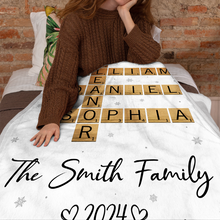 Custom Family Name Crossword Art Blanket - Customized Personalized Blanket - Gift For Family