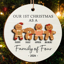 First Christmas As A Family As A Gingerbread- Personalized 2-Layered Wooden Ornament - Gifts For Family