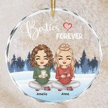 Christmas Besties Forever - Personalized Custom Glass Ornament - Gift For Bestie, BFF, Sisters