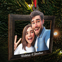 Custom Photo Cartoon Style - Personalized Wooden Cutout Ornament - Christmas Gift For Husband Wife, Anniversary