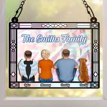 Family Sitting - Personalized Custom Window Suncatcher Ornament - Gift For Family Mom Dad