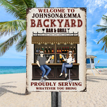 Backyard Bar Where Memories Are Made And Often Forgotten In The Morning - Gift For Couples - Personalized Custom Classic Metal Signs