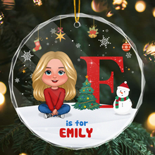 Christmas Alphabet - Customized Personalized Glass Ornament - Christmas Gift For Children Kid Family